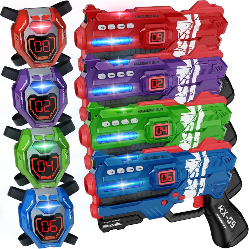 Laser Tag Guns Set of 4 Laser Tag Guns with Digital LED Score Display Vests,Gifts for Teens and Adults Boys & Girls,Adults and Family Fun,Gift for Kids Ages 8 9 10 11 12+Year Old Boy