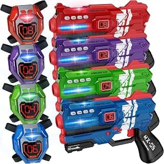 Laser Tag Guns Set of 4 Laser Tag Guns with Digital LED Score Display Vests,Gifts for Teens and Adults Boys & Girls,Adults and Family Fun,Gift for Kids Ages 8 9 10 11 12+Year Old Boy