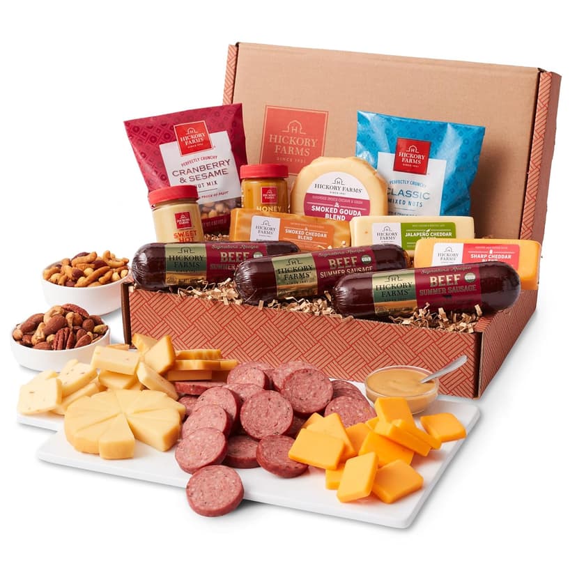 Hickory Farms Signature Beef Meat and Cheese Gift Basket (Large) - Box Set | Charcuterie Board Food | Summer Sausage | Father's Day | Mother's Day | Easter | Christmas | Holiday | Housewarming | Gourmet | Sympathy | Care Package
