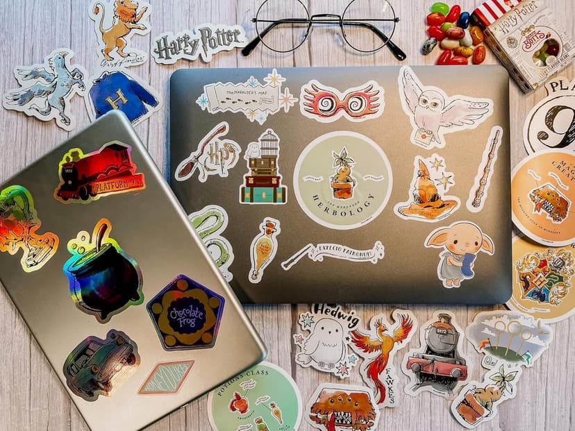 Set of Unique Sticker Decals, 5 Holograms, Waterproof, UV & Scratch Resistant, Great for Gadgets, Officially Licensed 60-Pack Conquest Harry Potter Watercolor Vinyl Stickers B08GNBGSD2