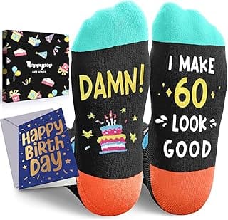 HAPPYPOP Birthday Gifts for Men - Socks for 60 Year Old Dad Grandfather with Greeting Card