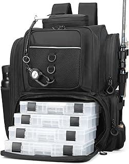 WANOON Fishing Backpack,Tackle Bag,with Tackle Boxes. Large Fishing Bag, Strong Materials