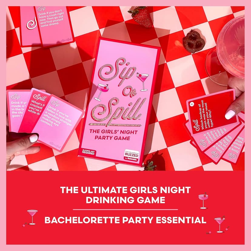 Sip or Spill Party Drinking Game, Fun Social Drinking Games for Adults, Games and Card Games, Includes 200 Cards and Instructions