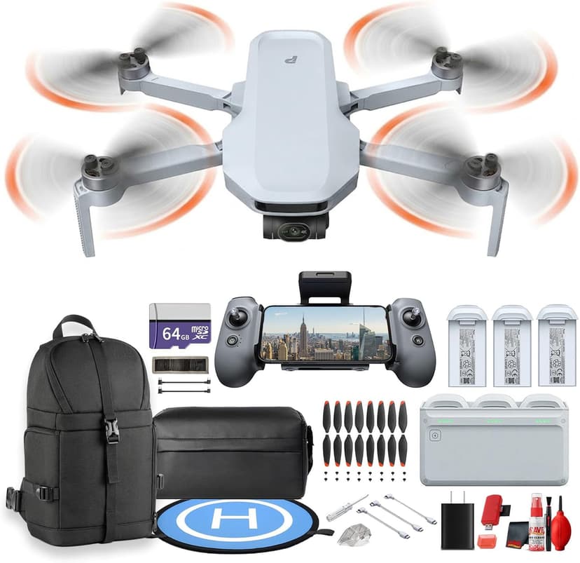 Potensic ATOM 2 Fly More Combo Drone with Camera Under 249g 8K Photo 4K HDR Video AI Track and Charging Hub (APM2530221) + 64GB Card + Sling Backpack + Landing Pad + Cleaning Kit +More(19pc Bundle)