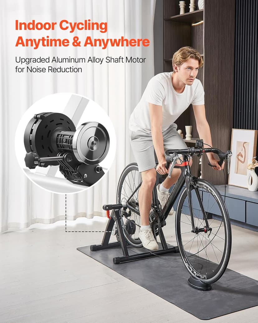 VEVOR Bike Trainer, 6 Level Resistance, 26-29 in & 700C Wheels, Foldable Magnetic Bicycle Stationary Stand for Indoor Exercise Riding with Quick Release Skewer & Front Wheel Riser Block for Road Bikes