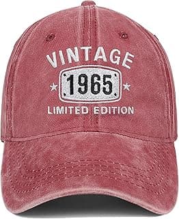 60th Birthday Gifts for Men Women 1965 Hats Vintage 60 Year Old Embroidered Baseball Cap