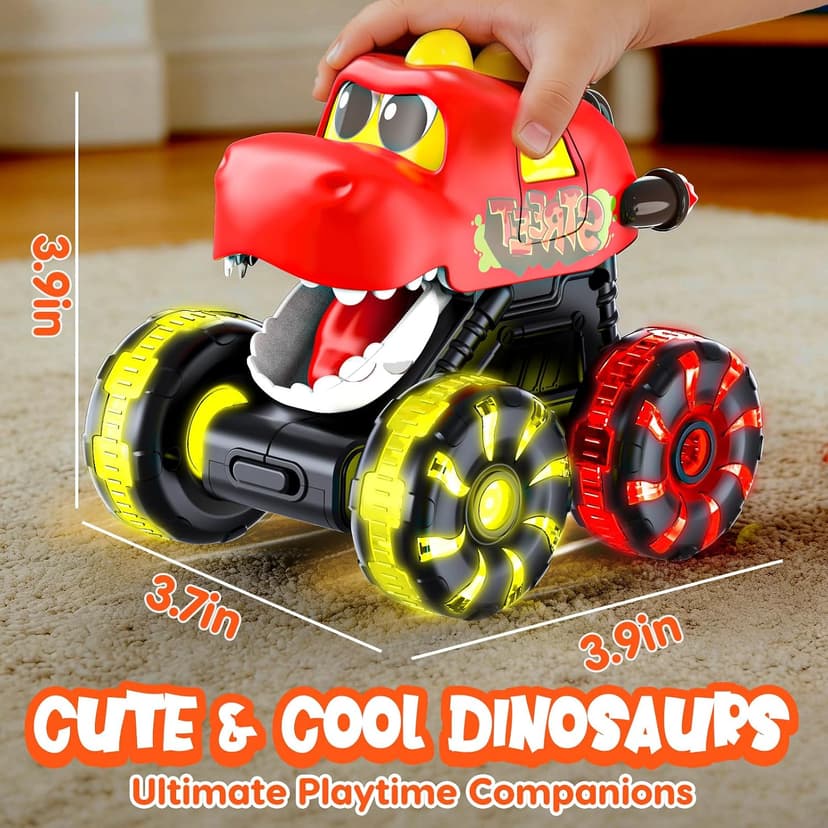 LED Wheels Dino Truck Toys for Toddler Boys Girls Gifts, Dinosaur Cars for 2 Year Old Boy Christmas Birthday Gifts Monster Truck Toys Dinosaur Cars, Press and Go Light Up Cars for Toddlers B0F5PVJJ9J