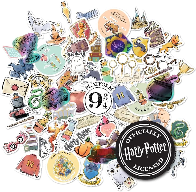 Set of Unique Sticker Decals, 5 Holograms, Waterproof, UV & Scratch Resistant, Great for Gadgets, Officially Licensed 60-Pack Conquest Harry Potter Watercolor Vinyl Stickers B08GNBGSD2