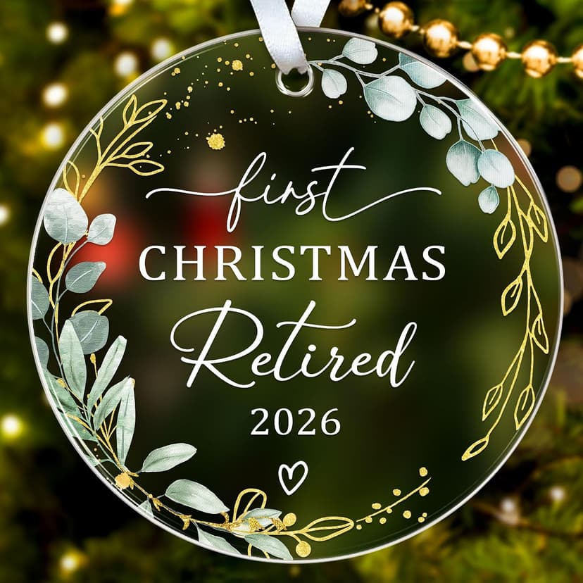 First Christmas Retired Acrylic Ornament - 2026 Retired Gift for Coworker, Boss, Employee, Teacher, Nurse, Woman, Man HEXMOZ Retirement Gift for Woman - Retirement Gifts for Men, Women 2026 B0FG2QFTNS
