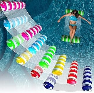 6 Pack Inflatable Pool Floats Adult Size Water Hammock,Water Floaties for Adults,4-in-1 Multi-Purpose Pool Floating Toys,Pool Rafts Lounge Chairs Floaties,for Adults Vacation Fun and Rest