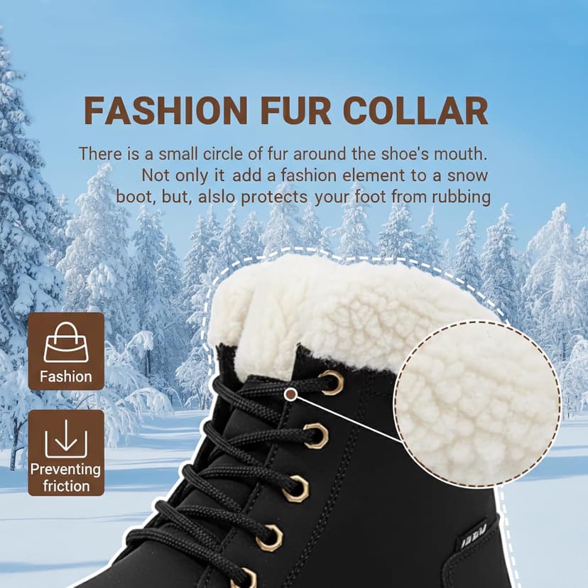 KVOW Women's Waterproof Insulated Winter Hiking Boots,Cute Snow Boots for Women Warm Comfortable Anti-Slip Ankle Boots for Outdoor Work,Walking & Cold Weather