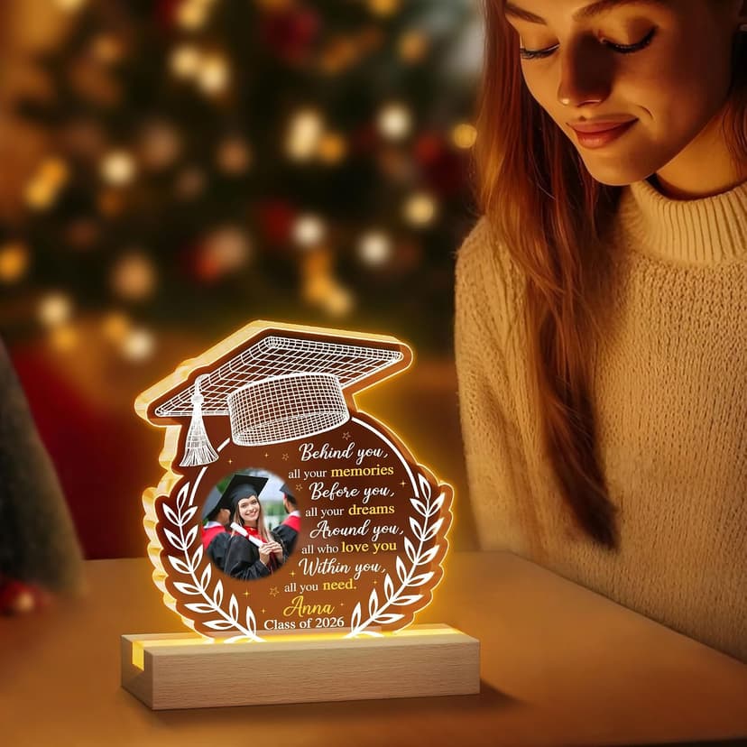 Hyturtle Personalized Graduation Night Light - Custom Photo Light Up Acrylic Plaque Lamp for Women - Inspirational Senior 2026 Graduation Gifts Her Him - College Grad Gifts - Graduation Gifts B0F291WN3G