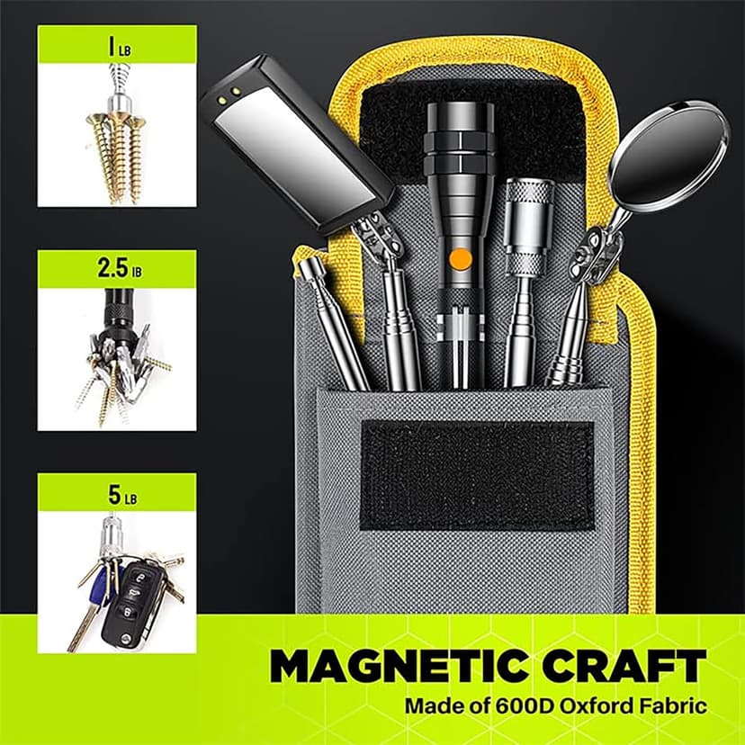 Telescoping Magnetic Pickup Tool Set, Inspection Mirror Telescoping, LED Flashlight, Cool Gadgets for Men, Gifts for Dad, Husband, Kids, Boyfriend, Magnet Stick