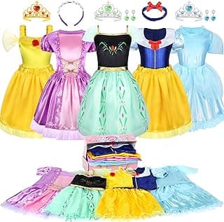 LIMIROLER Princess Dress Up Clothes for Little Girl Role Play Costume Gift Set Princess Dress Up Toys for Toddler Girls B0DF2V6NHW