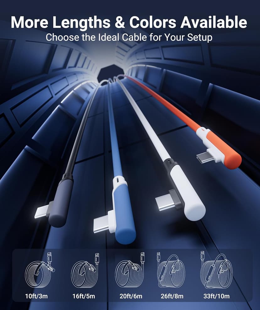 Syntech Link Cable 16FT for PCVR Compatible with Oculus/Quest 3/Meta Quest 3S, Quest2/Pro/Pico 4/Ultra Accessories and PC/SteamVR, High Speed PC Data Transfer, USB 3.0 to USB C Cable for VR Headset