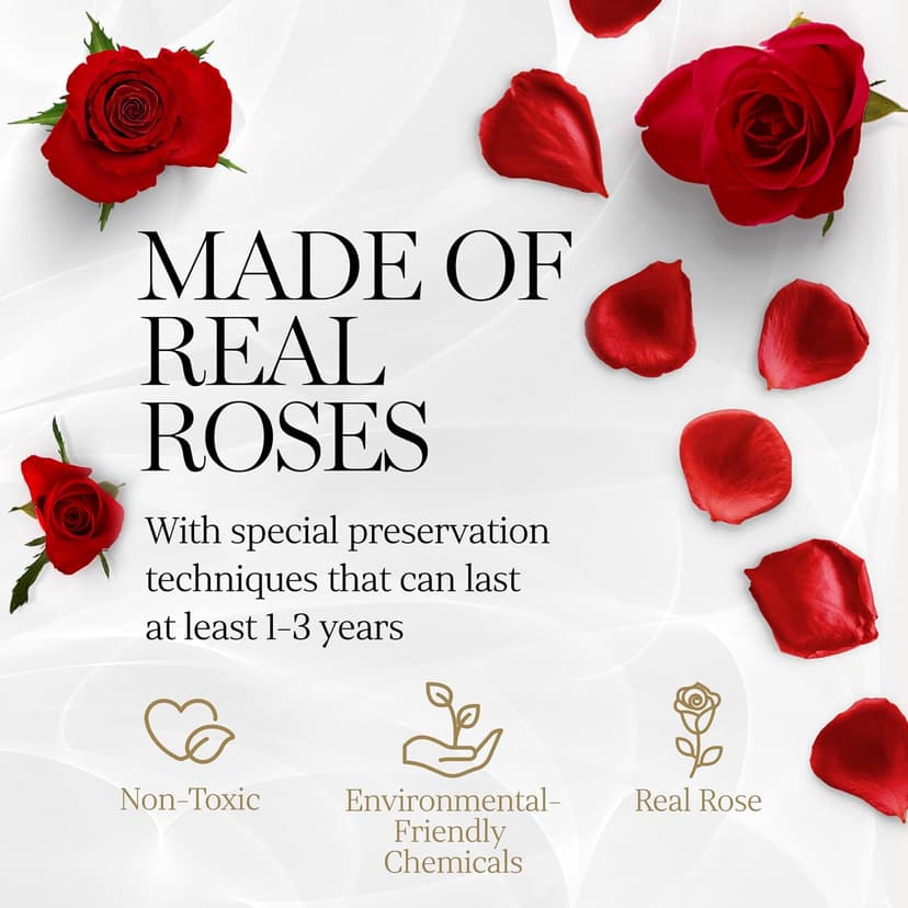 Small keepsake flower box for women, unique trinket and memory gift, cute present for a girlfriend, teacher or coworker GLAMOUR BOUTIQUE Preserved Flowers, 7 Forever Red Roses in Heart Gift Box