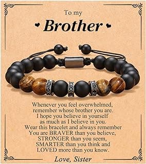 UNGENT THEM Mens Natural Stone Adjustable Bracelet for Men, Anniversary Birthday Christmas Graduation Gift for Him, Son, Brother, Husband, Boyfriend...