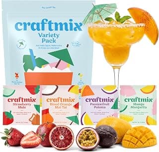 Craftmix Variety Pack, Makes 12 Drinks, Skinny Cocktail Mixers, Mocktails Non-Alcoholic Drinks - Made With Real Fruit - Vegan Low-Carb, Low-Sugar, Non-GMO, Dairy Free, Gluten Free, Easy to Mix