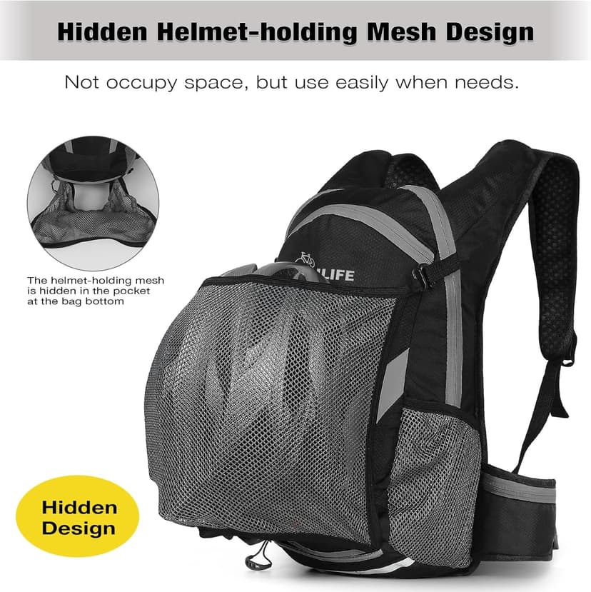 Bicycle Cycling Backpack - Water Resistant Biking and Bike Commuter Lightweight Backpack with Helmet Mesh Holder, Men and Women