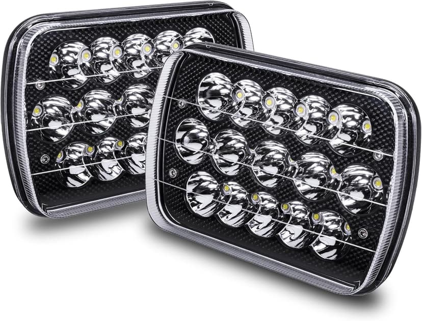 TRUE MODS 7x6 5x7 H6054 Black LED Headlights H4 Sealed Beam Replacement Lamp for Jeep Wrangler YJ Cherokee XJ Chevy Express Blazer S10 Van GMC Savana Ford Econoline E150 Nissan D21 Toyota Pickup Truck
