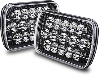 TRUE MODS 7x6 5x7 H6054 Black LED Headlights H4 Sealed Beam Replacement Lamp for Jeep Wrangler YJ Cherokee XJ Chevy Express Blazer S10 Van GMC Savana Ford Econoline E150 Nissan D21 Toyota Pickup Truck