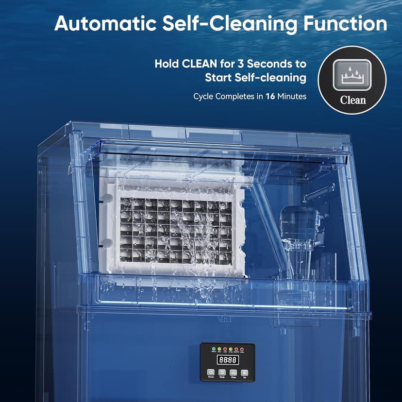 Coolake Commercial Ice Maker Machine, 200Lbs/Day Under Counter Ice Maker with 55 Lbs Storage, Stainless Steel Freestanding Built-in Outdoor Ice Machine with Water Filter for Home Bar Cafe Garage