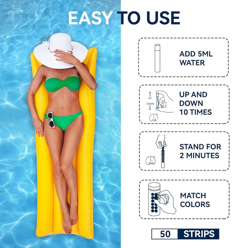 Phosphate Test Kit for Pool,50 Strips Phosphate Test Strip Quick and Accurate Swimming Hot Tub and Spa Water Testing