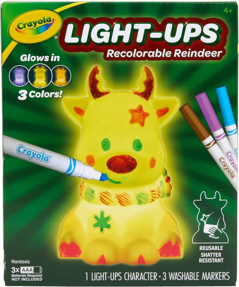 Crayola Light Ups Reindeer, Recolorable Light Up Toy for Kids, Reindeer Decor, Glow in the Dark, Holiday Gift for Kids, Ages 4+ B0DSQN9BBJ