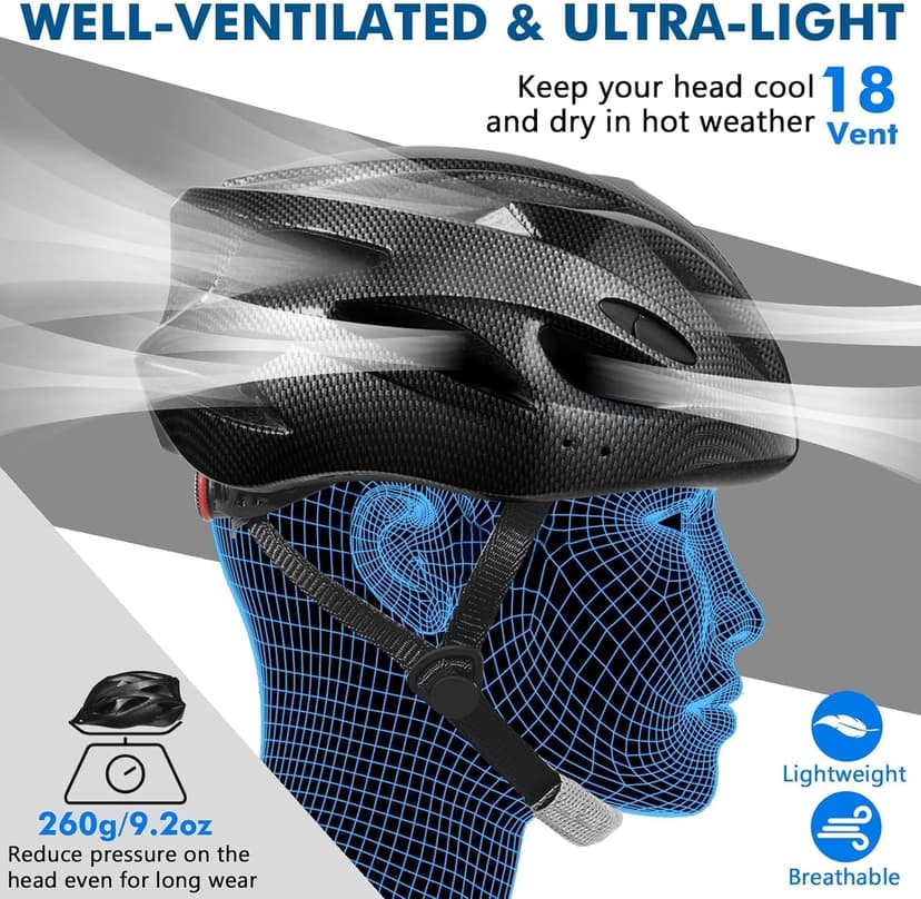 Zacro Adult Bike Helmet Lightweight for Men Women Comfort with Pads&Visor, Certified Bicycle Helmet for Adults Youth Mountain Road Biker