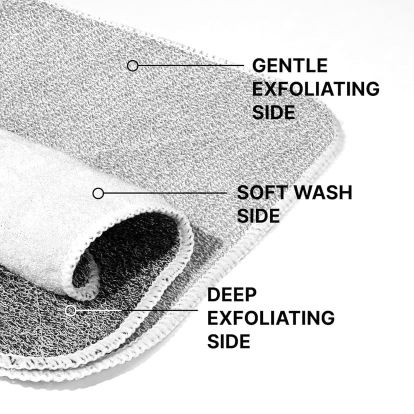 ZOMCHI 2 Count Wash Cloths, Exfoliating Washcloth with Dual Texture for Face and Body, Exfoliating Wash Cloth for Showering (Deep and Gentle)