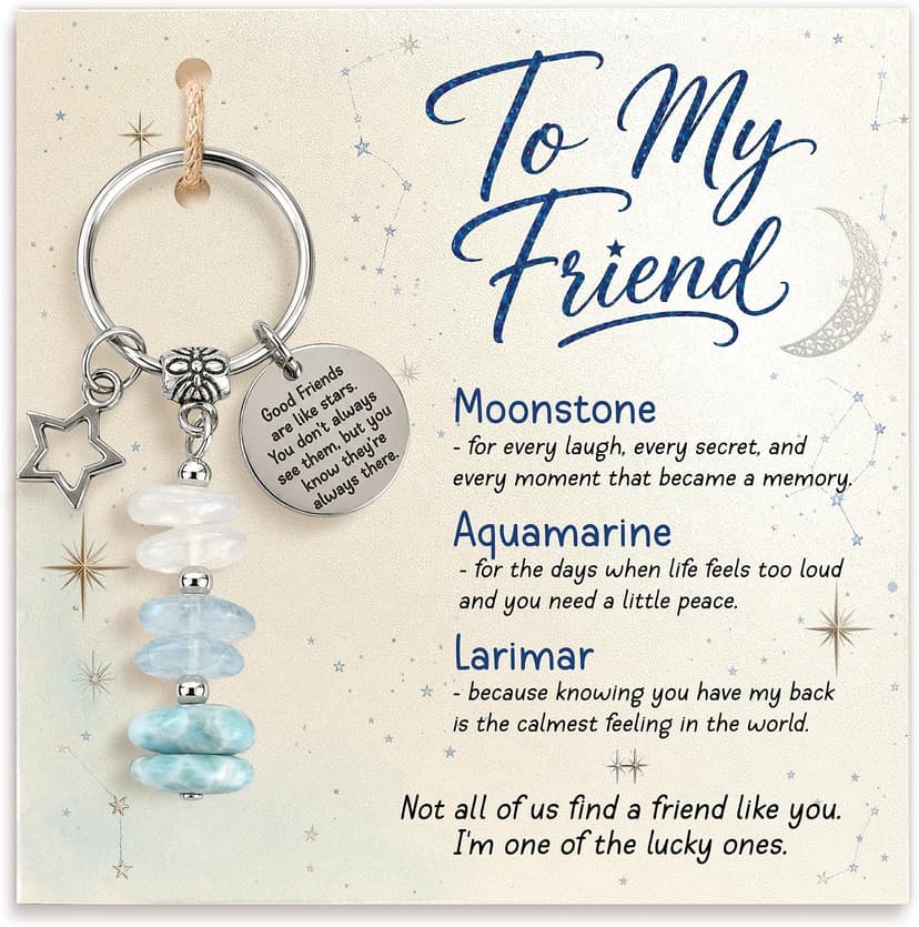 Made With 3 Types Of Genuine Stone Beads And Stainless Steel Ring, Lightweight 2.43 Inch Keychain, Includes Sentimental Card 2.43 Inch Crystal Keychain Gifts For Women, Friend, Coworker, Daughter, Mom B0H5WQWGNL