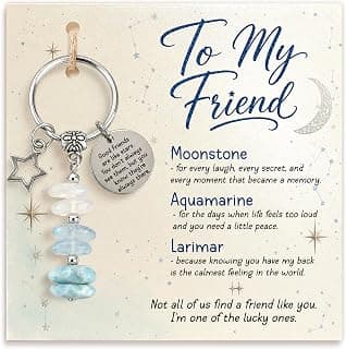 Made With 3 Types Of Genuine Stone Beads And Stainless Steel Ring, Lightweight 2.43 Inch Keychain, Includes Sentimental Card 2.43 Inch Crystal Keychain Gifts For Women, Friend, Coworker, Daughter, Mom B0H5WQWGNL