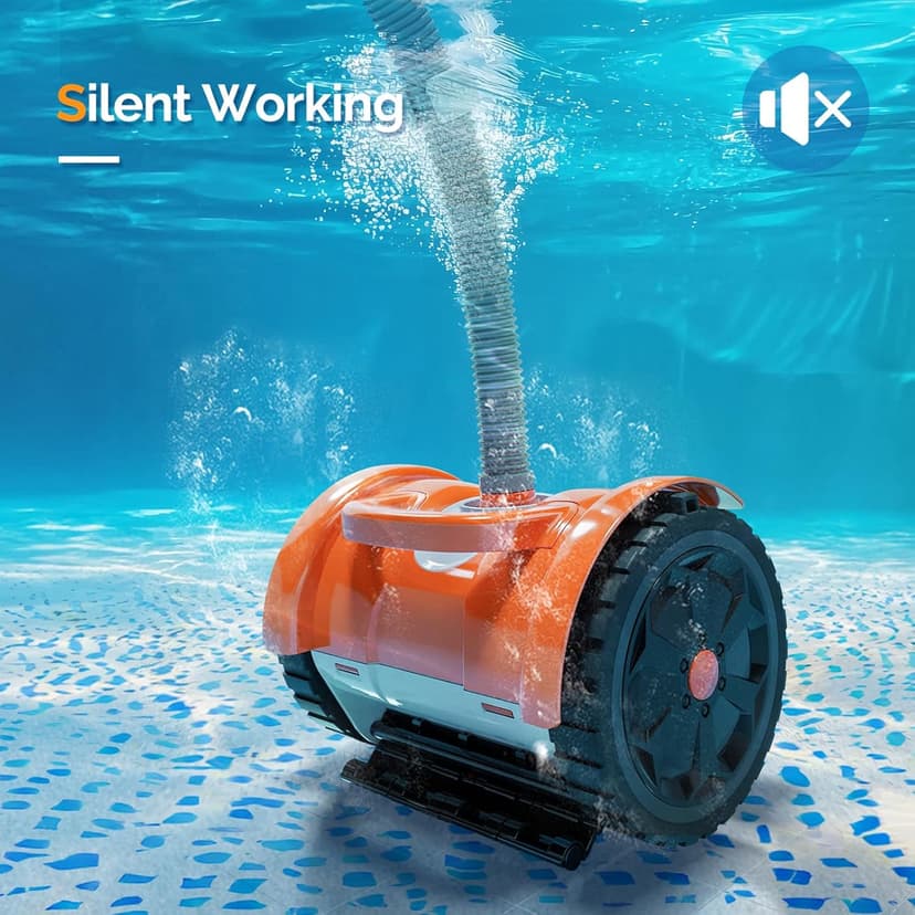 (2025 Upgrade) VINGLI Pool Vacuum Cleaner, Suction Side Wall-Climbing Sweeper for Ground&Inground Pools, Automatic Pool Vacuum with 39.6ft Tangle-Free Hose (Rich Orange&Gray)