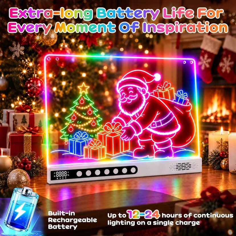 8 Colors, 8 Modes, 15 Light Effects with Music & Blue-Tooth, Doodle Neon Glow Pad Toys Gift for Girls/Boys/Kids 16" Rechargeable LED Drawing Board, Kids Birthday Christmas Gift B0GT9HHRJJ