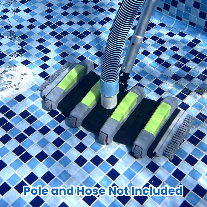 Sepetrel Heavy Duty Pool Vacuum Head with Wheels & Aluminum Handle, Professional Weighted Flexible Vacuum Head