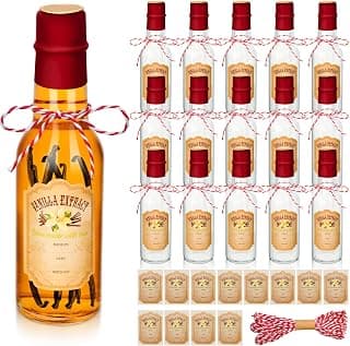 Empty Vanilla Jar for Homemade with Cap Vanilla Bottle for Gift Giving Wedding DIY Christmas Food Container Sauce Beans Tioncy 5 oz Vanilla Extract Bottles 16 Pcs Glass Bottle, Red B0CF1NP46Q