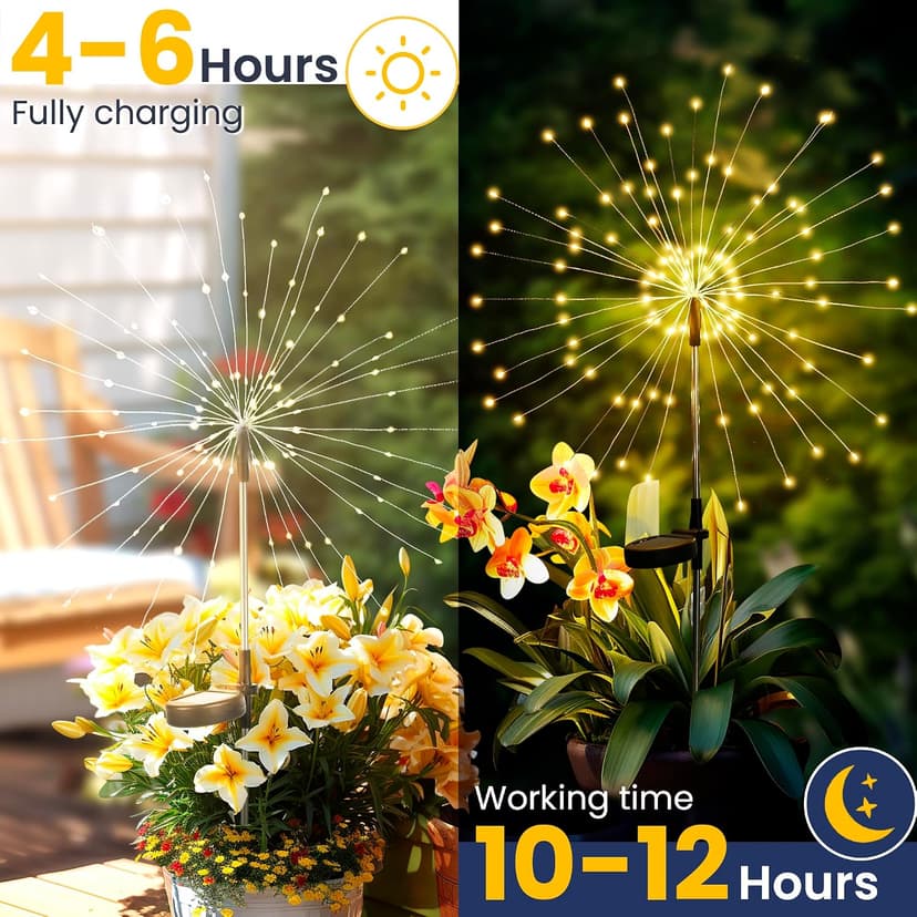 120 LEDs, Fairy Design, Waterproof, Garden Decor, Solar Powered for Yard, Pathway, Flowerbed, Planter, Balcony, Gifts for Mom GIGALUMI 2 Pack Solar Firework Lights Outdoor, Garden Decor, Warm White B0CPHZL35M