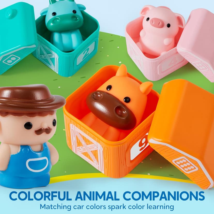 Play-Act Learning Toys for 1 2 3 Years Old, Counting, Matching & Sorting Montessori Learning Farm Train Including 9 Farm Animals, Birthday Gift for Baby Boys Girls B0CYT85XT6