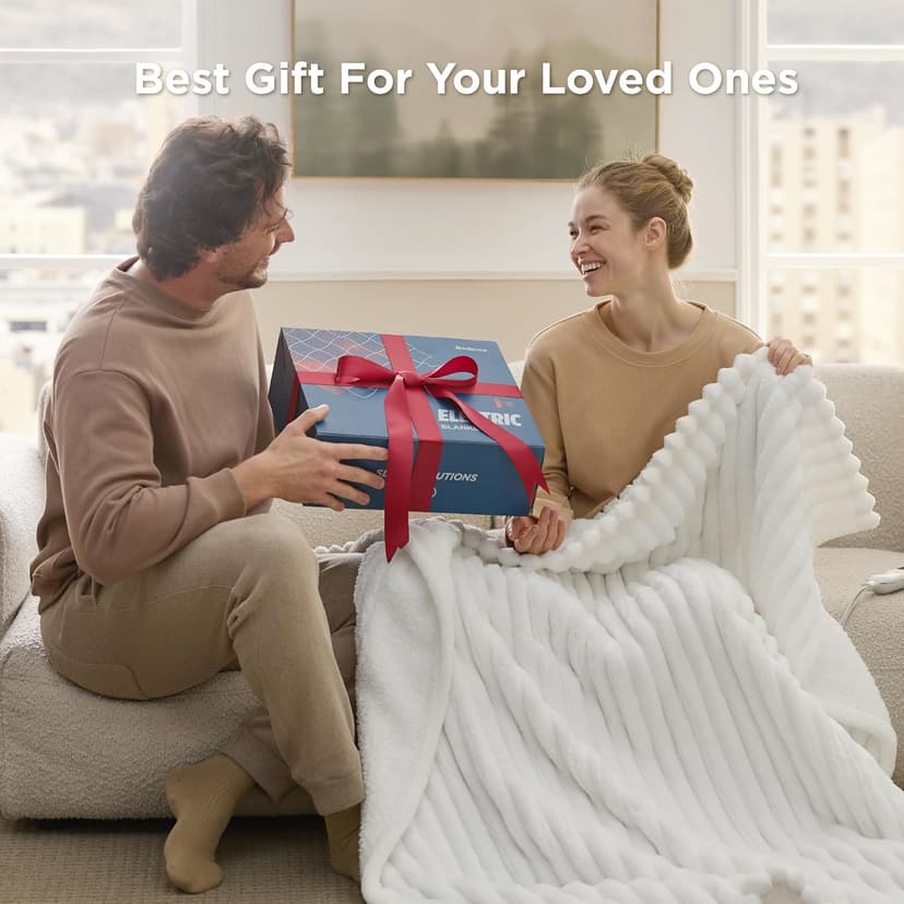 Preheat Function, 6 Heat & 6 Timer (Up to 10H) Settings, 8H Auto Shut Off, ETL & FCC, Gifts for Men Senior, Cozy Room Decor Bedsure Thick Heated Blanket Electric Throw, Fast Heating, Grey 50"x60" B0BZYX45MR