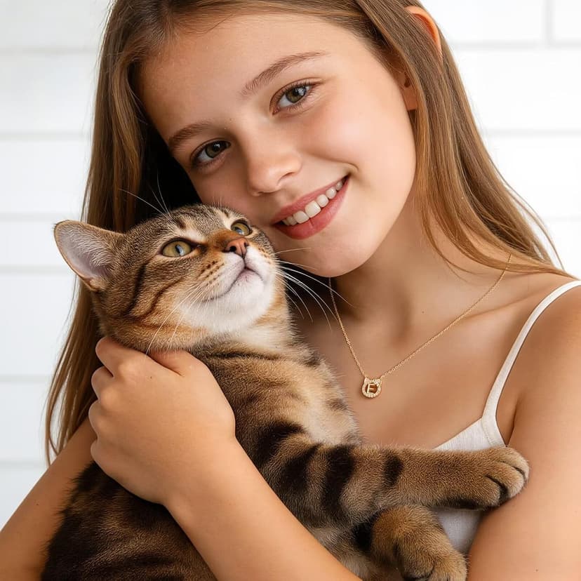 Gift Box Packaging, 14k-Gold-Plated, Cat Themed Gifts for Cat Lovers, Kids Jewelry for Girls, Birthday Gifts for Girl Kids MONOOC Cat Gifts for Girls - Tiny Cat Initial Necklace for Teen Girls Kid B0GCYVBZVP
