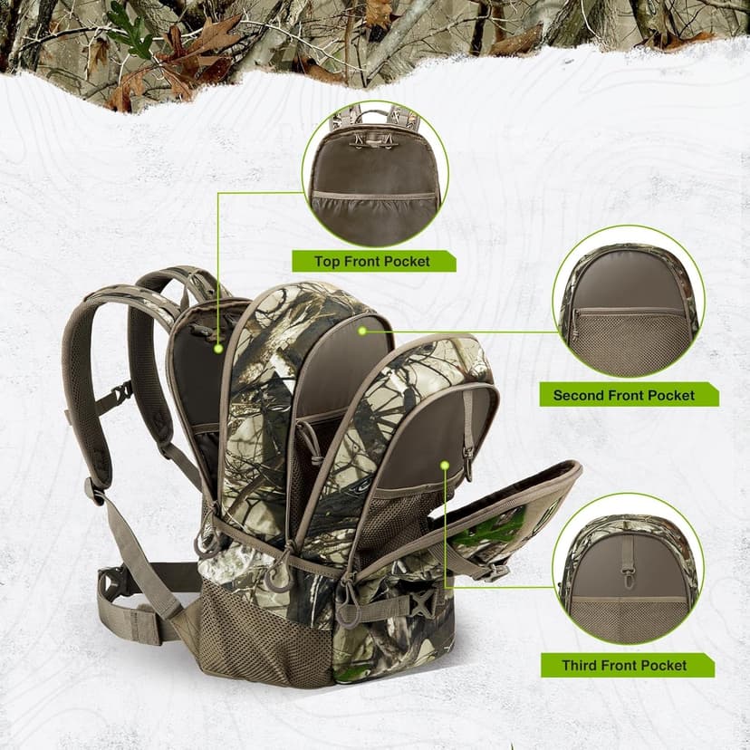 TIDEWE Hunting Backpack with Waterproof Rain Cover, 25L Hunting Pack, Durable Hunting Day Pack for Bow Rifle Gun