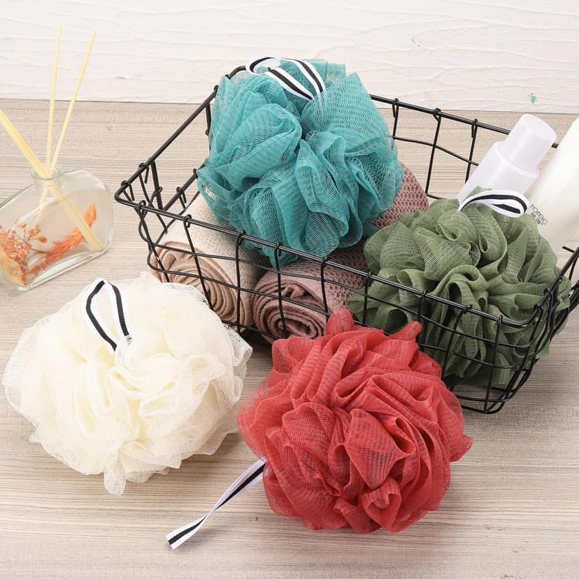 4 Pack Bath Sponge, Bath Shower Loofahs Mesh Pouf Sponge Body Scrubber Exfoliator Scrubber - 50g/Piece