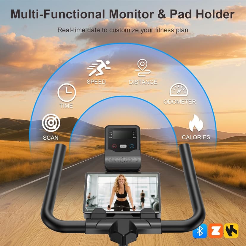 Exercise Bike for Home – 350LB Indoor Cycling Bike, Silent Stationary Spin Bike with App Sync, Adjustable Seat, LCD Monitor, Smooth & Quiet for Cardio Workout