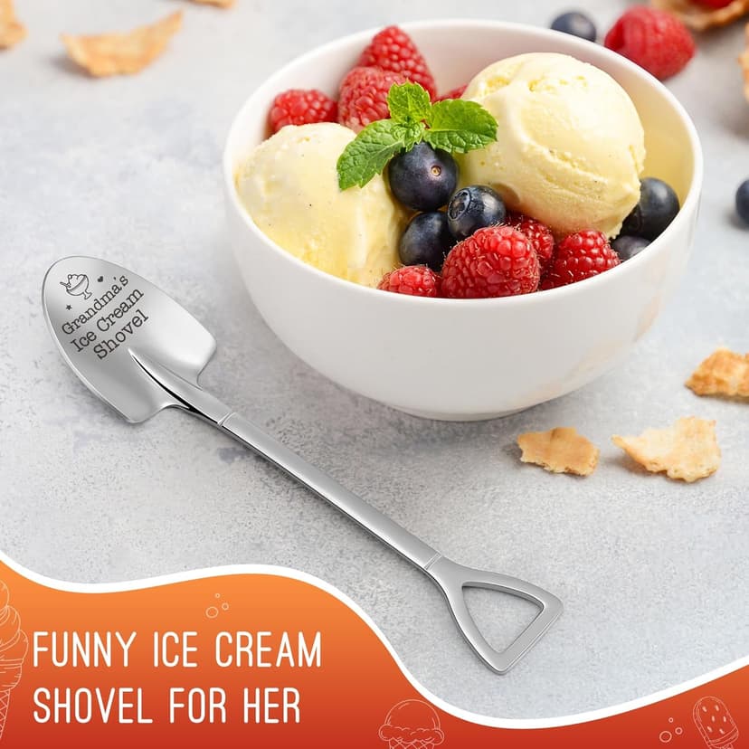 Gifts for Grandma Funny Christmas Grandma Birthday Gifts for Women Grandmother Gigi Nana Granny Mothers, from Grandkids for Christmas Stocking Stuffers Cute Engraved Grandma's Ice Cream Shovel Spoon