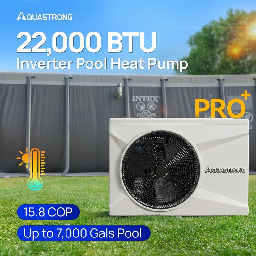 AQUASTRONG Inverter Swimming Pool Heat Pump,Pool Heater for Above Ground and Inground Pool Heating and Cooling Pool Heater, Smart WiFi Control Pools Up to, 7000 Gallons