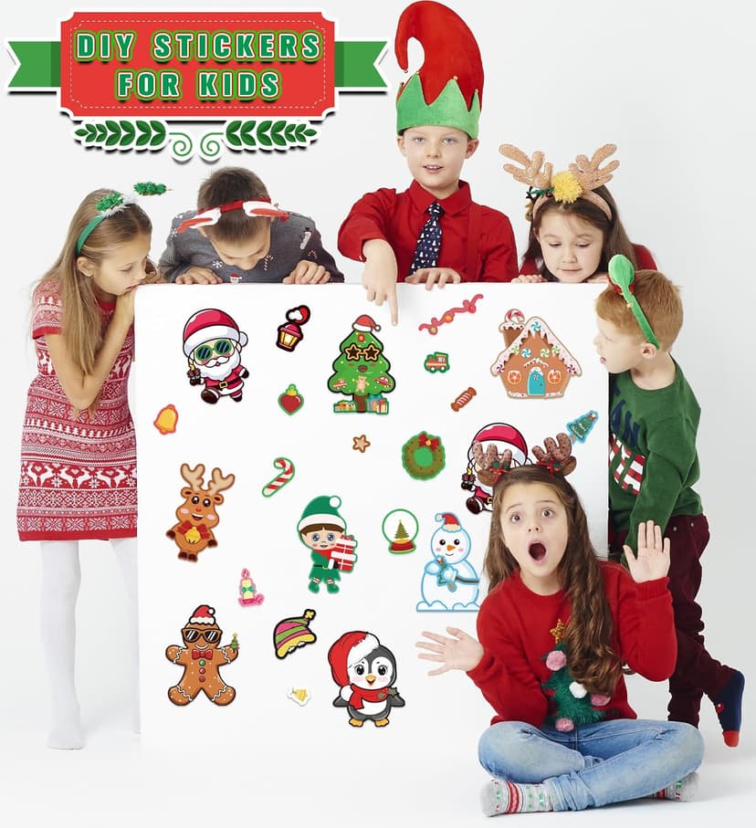 Kids Xmas Decorations Gifts Games Party Favors Supplies 24 Sheets,Stocking Stuffers,Christmas Stockings,Christmas Gift Bags Stocking Stuffers for Kids,Christmas Stickers,DIY Christmas Crafts for Kids B0F8H5X4L8