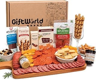 Deluxe Meat and Cheese Gift Basket – Gourmet Charcuterie Assortment Charcuterie Food Items, Meat Cheese Assortment, Food Gifts for Men, Tailgating, Business, Congratulations, Care Packages, Thanksgiving and Christmas Gifts - 11-item Bundle