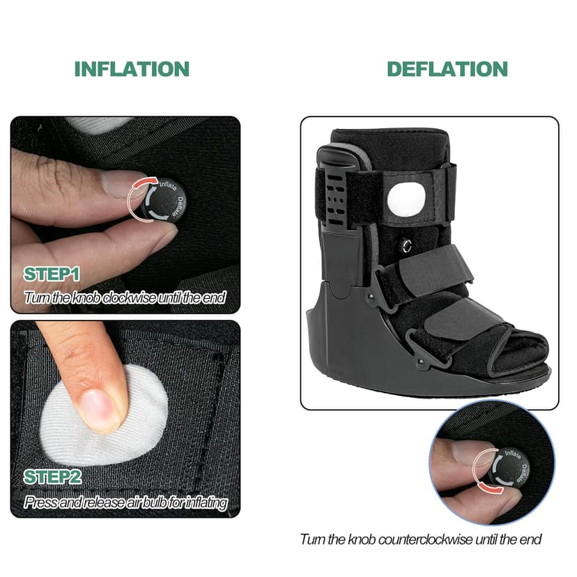 Jewlri Jewlri Air Walking Boot, Fracture Boot Short Walker Protection Fits Left or Right Foot Ankle Support for Injuries Fractures Sprains Black M
