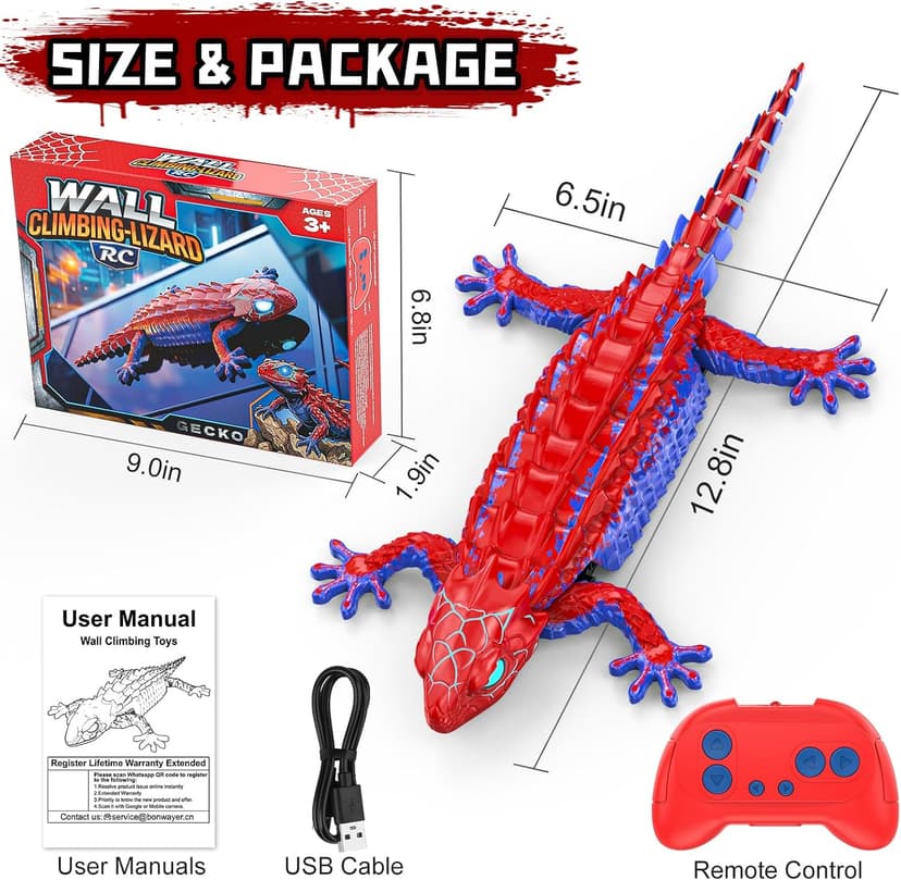 360° Rotating RC Stunt Car with Light, Wall Crawler Lizard Toys for 3-12 Year Old Boys Girls Kids Toys RC Wall Climbing Gecko, Rechargeable Remote Control Robot for Kids B0GYWVLG6M