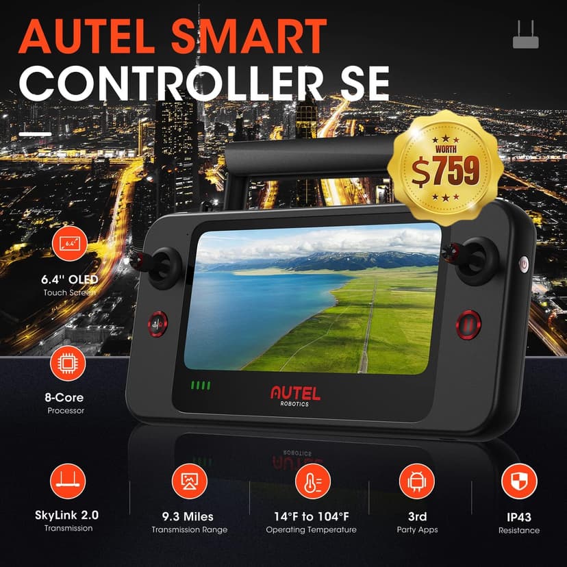Autel Robotics EVO 2 Pro V3: Son-y 1" CMOS Sensor & 6K HDR Video, Moonlight Algorithm 2.0, Max ISO 44000,12-Bit DNG, 6.4" Smart Controller SE,15KM Transmission, 360° Obstacle Avoidance, 40 Minutes